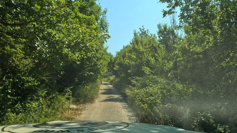 De weg is hier op Strada Vicinale Padule zo smal dat de weg maar één krappe rijstrook breed is